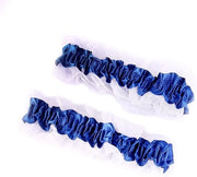 Cinturini elastici per sposa, cintura di vita con bordatura, tema blu matrimonio.