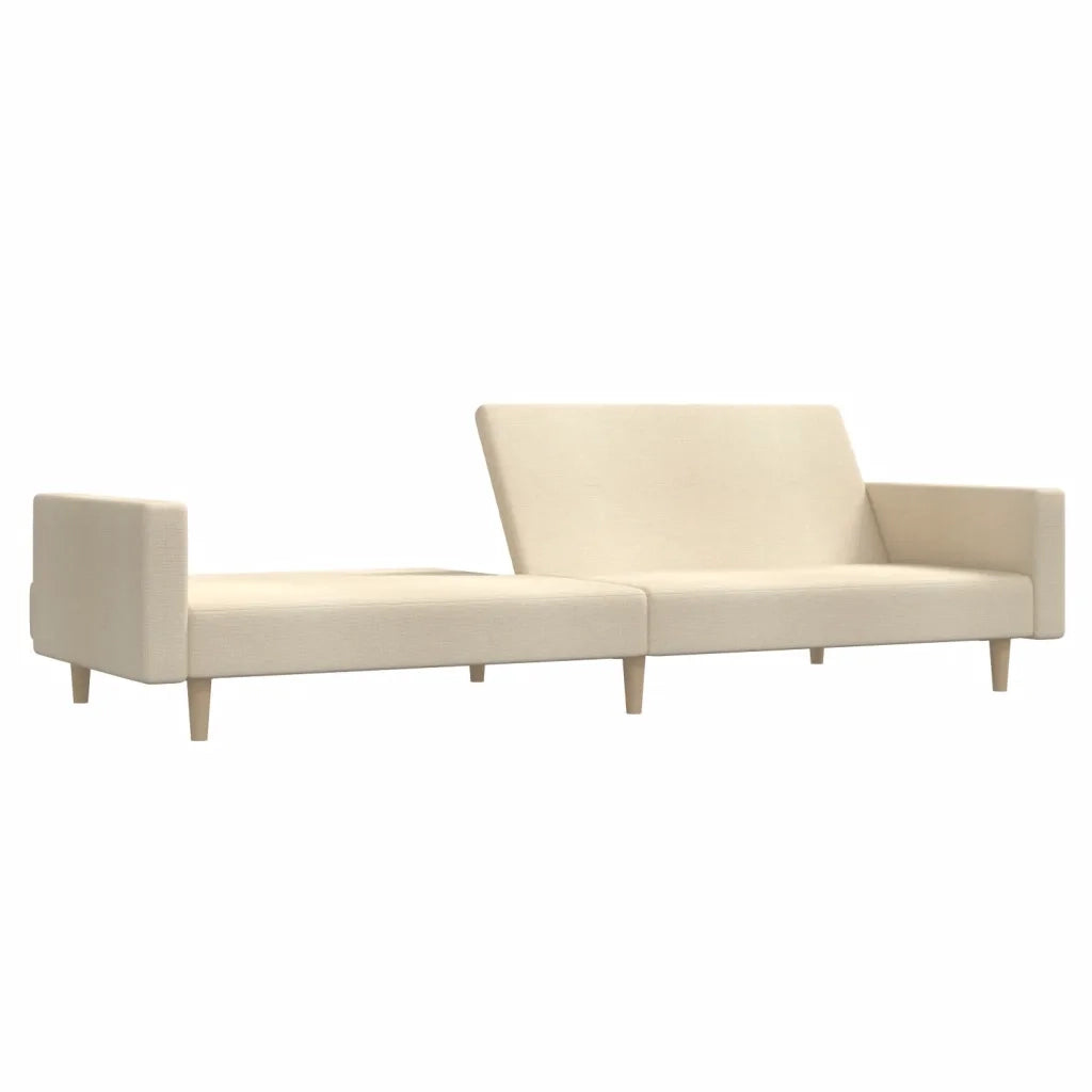 Divano Letto a 2 Posti Crema in Tessuto 375730