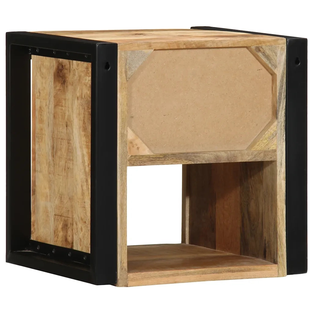 Comodini 2 pz 40x35x40 cm in Legno Massello di Mango Grezzo