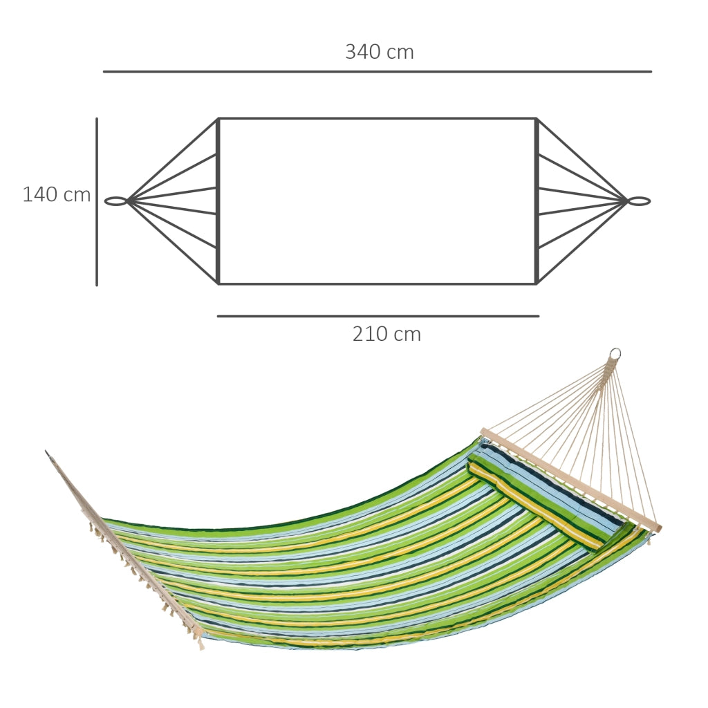 Amaca da giardino per 2 persone ¨C zephmum ¨C righe blu e verdi 3,4x1,4m