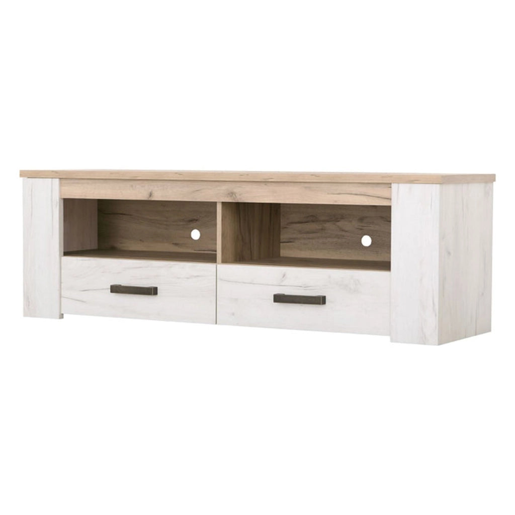 Scorze, Mobile Porta tv 2 Cassetti, 151.5x43.5x49.5h cm Bianco Larice