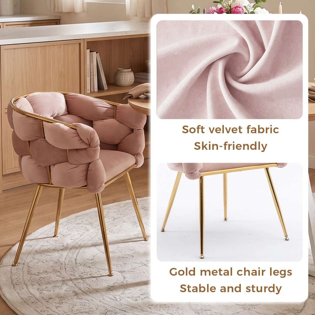 SEDIA Imbottita in velluto rosa con struttura in metallo Set da 2 pezzi