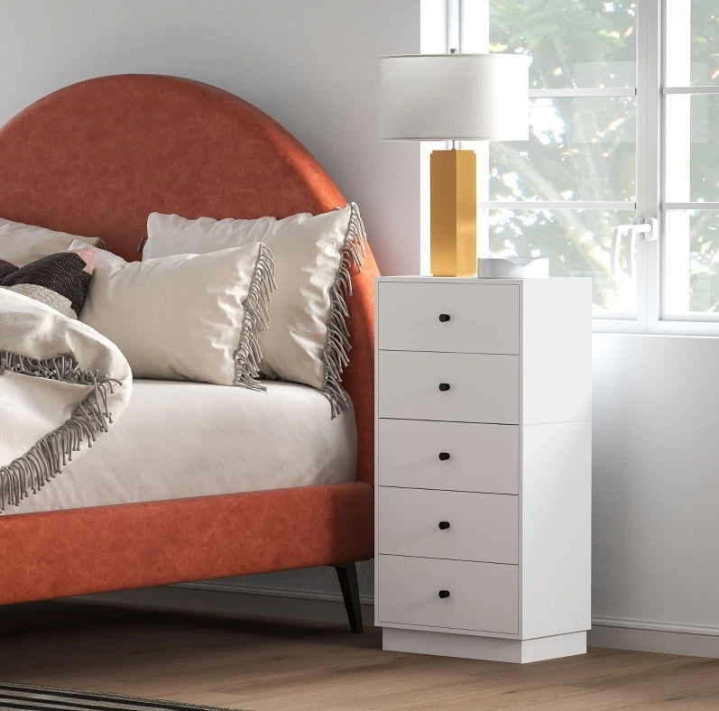 Cassettiera moderna bianca con 5 cassetti 47x29x95 cm