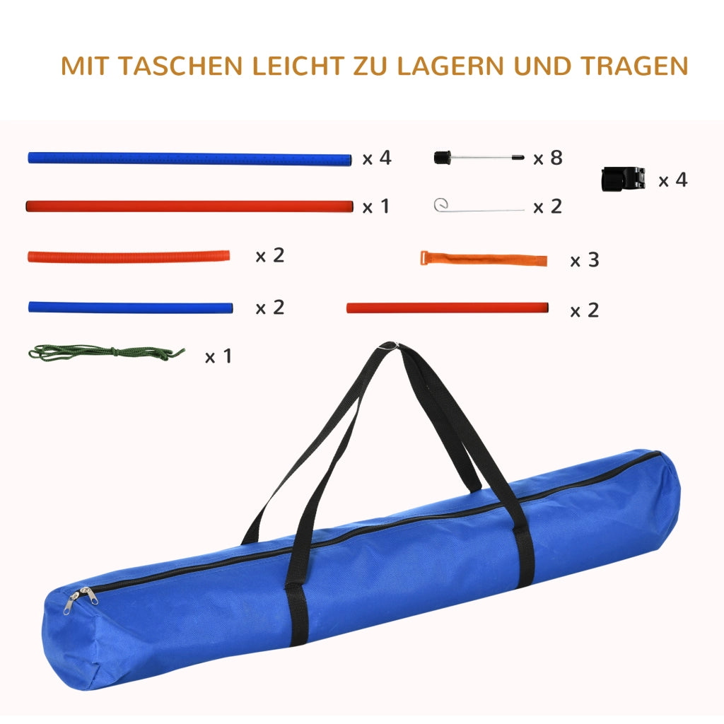 Set Addestramento Agility per Cani 3 in 1 ¨C Xylo ¨C Ostacoli Slalom Cerchio Salto Blu Rosso