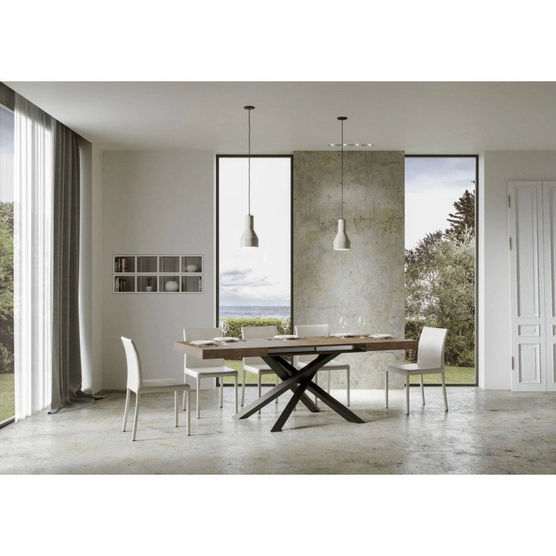 Tavolo allungabile 200/304x90 cm Volantis telaio Antracite - Noce