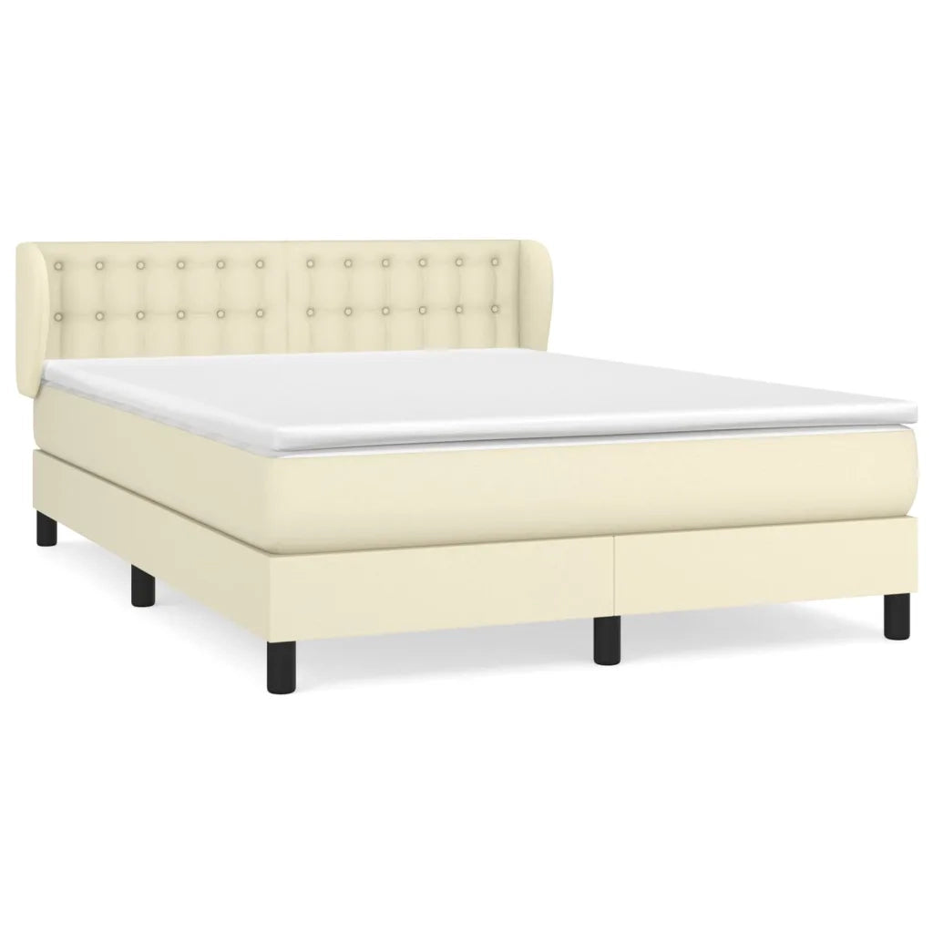 vidaXL Giroletto a Molle con Materasso Crema 140x190 cm in Similpelle