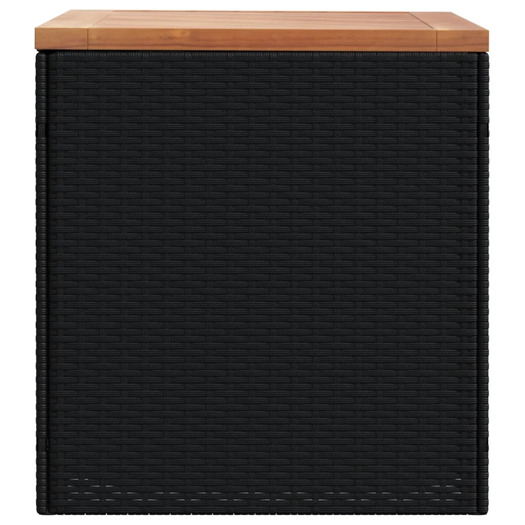 Contenitore Giardino Nero 110x50x54cm Polyrattan e Legno Acacia CFW8343140