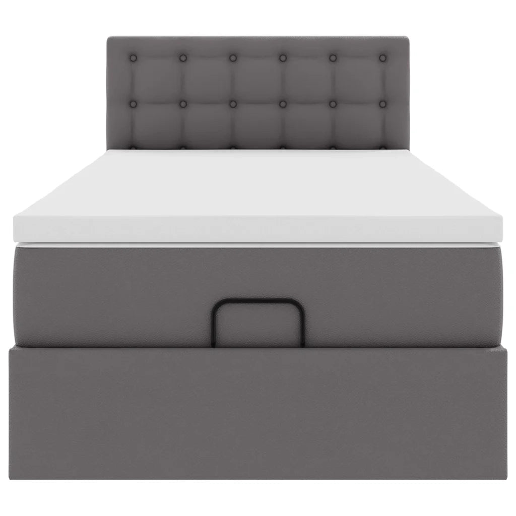 Letto Pouf con Materasso Grigio 90x200 cm Similpelle 3311286