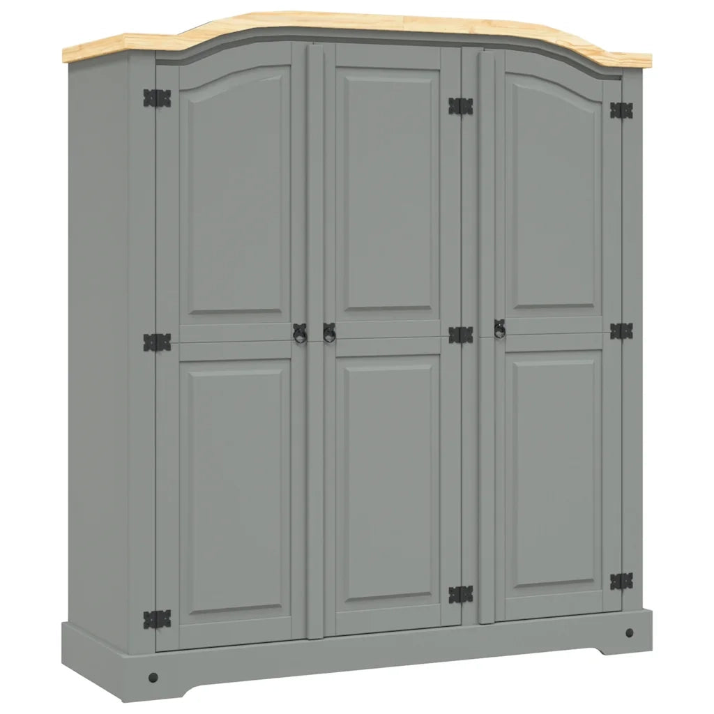 Armadio in Legno di Pino Messicano Corona 3 Ante Grigio cod mxl 66926
