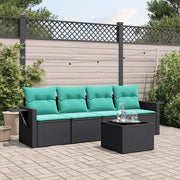 Set Divani da Giardino 5 pz con Cuscini Nero in Polyrattan 3219886