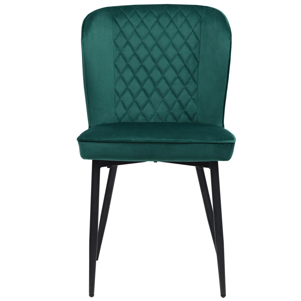 Sedia da pranzo in velluto con schienale ergonomico e struttura in metallo verde moderna per cucina e soggiorno