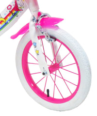 Bicicletta per Bambina 14" 2 Freni  Unicorno Bianca/Rosa