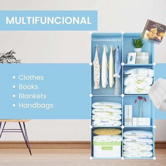Cassettiere per bambini, modulo, cassettiera per bambini, organizzatore modulare, mobile per la conservazione a casa, 8 moduli, 140 x 70 cm
