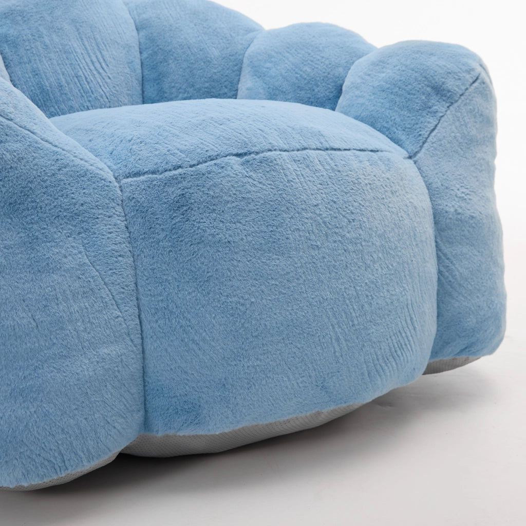 Divano compatto a forma di loto in velluto peluche con imbottitura morbida e facile da spostare per soggiorno blu