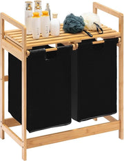 Asciugamani con struttura in bambù - raccolta asciugamani pratica - 2 pezzi - nero - 73 x 64 x 33 cm