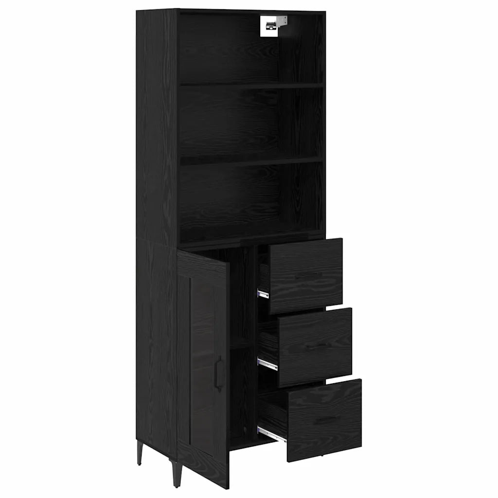 Credenza Rovere Nero 69,5 x 34 x 180 cm Legno multistrato