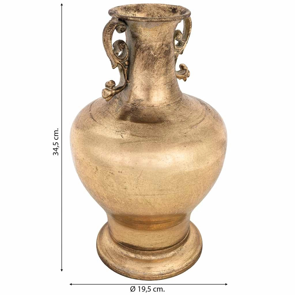 Vaso in metallo dorato 19,5x19,5x34,5h cm