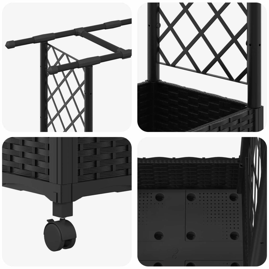 Letto Rialzato con Griglia e Tetto Nero 164 x 40 x 127 cm PP 3423113