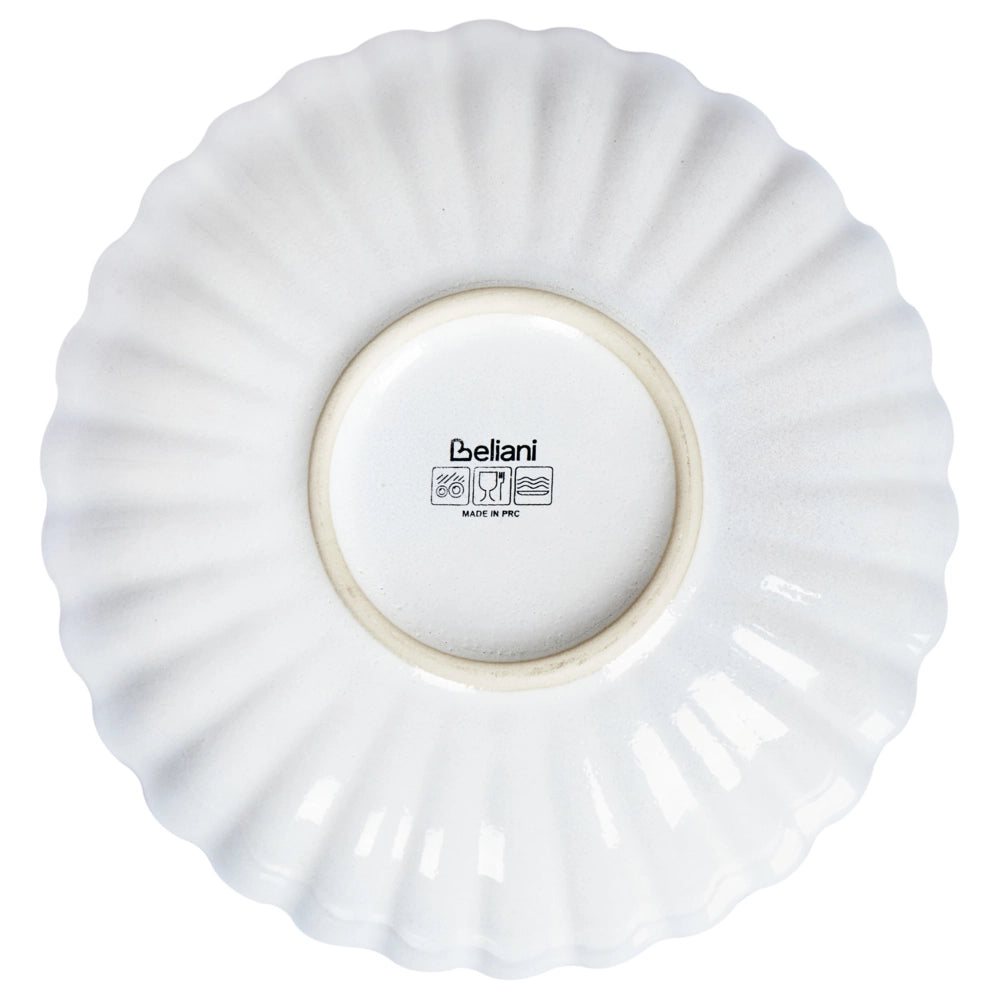 Set di 4 piatti fondi Gres bianco Kaolin fatto a mano finitura smalto reattivo Pasta Cucina Sala da pranzo