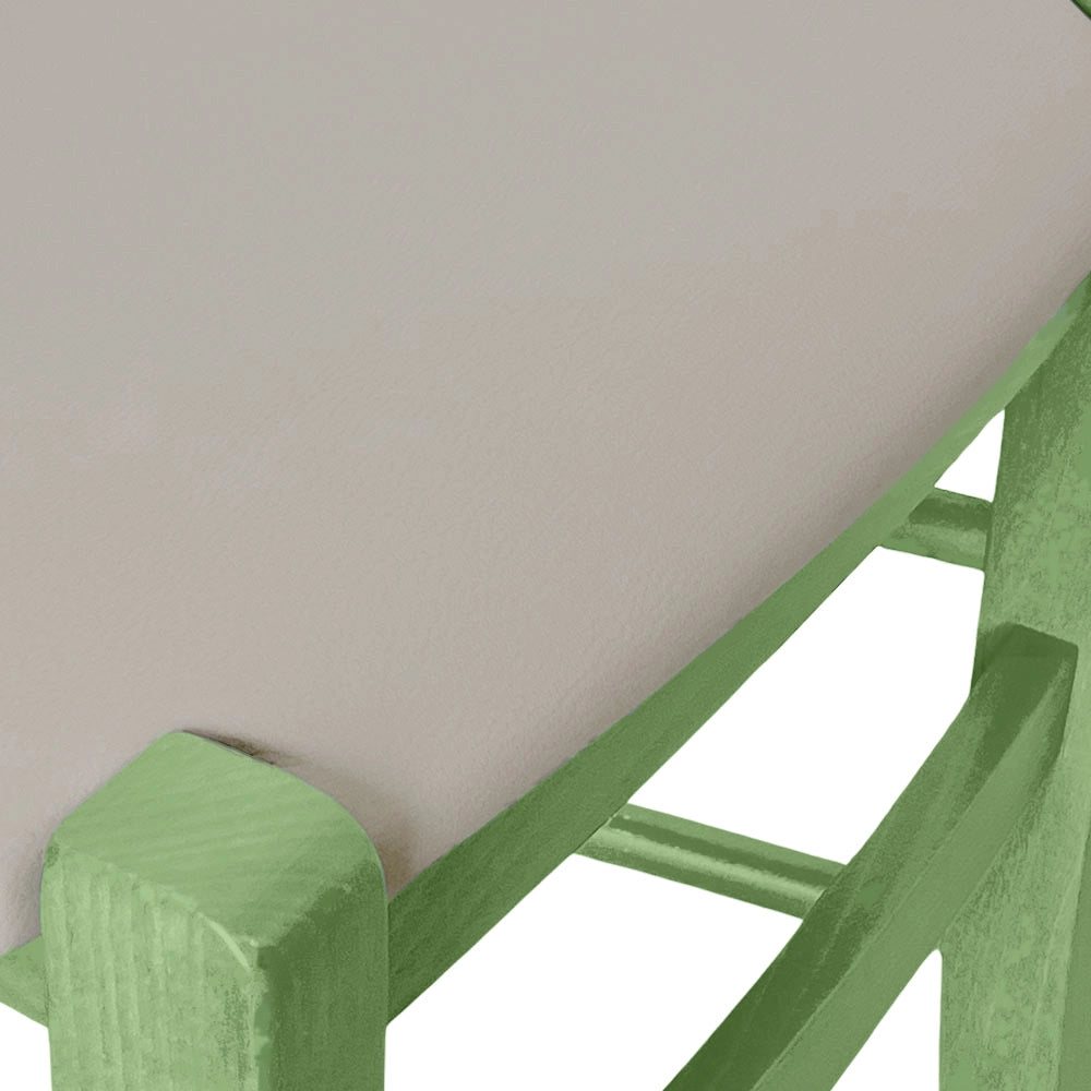 Sedia legno Venezia verde con seduta in similpelle grigio tortora