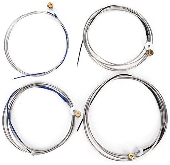 Set di 4 corde in acciaio duraturo - Materiali in acciaio - Suono dolce - Installazione facile - Utilizzato da musicisti professionisti - Estremità verniciate - Corde per contrabbasso
