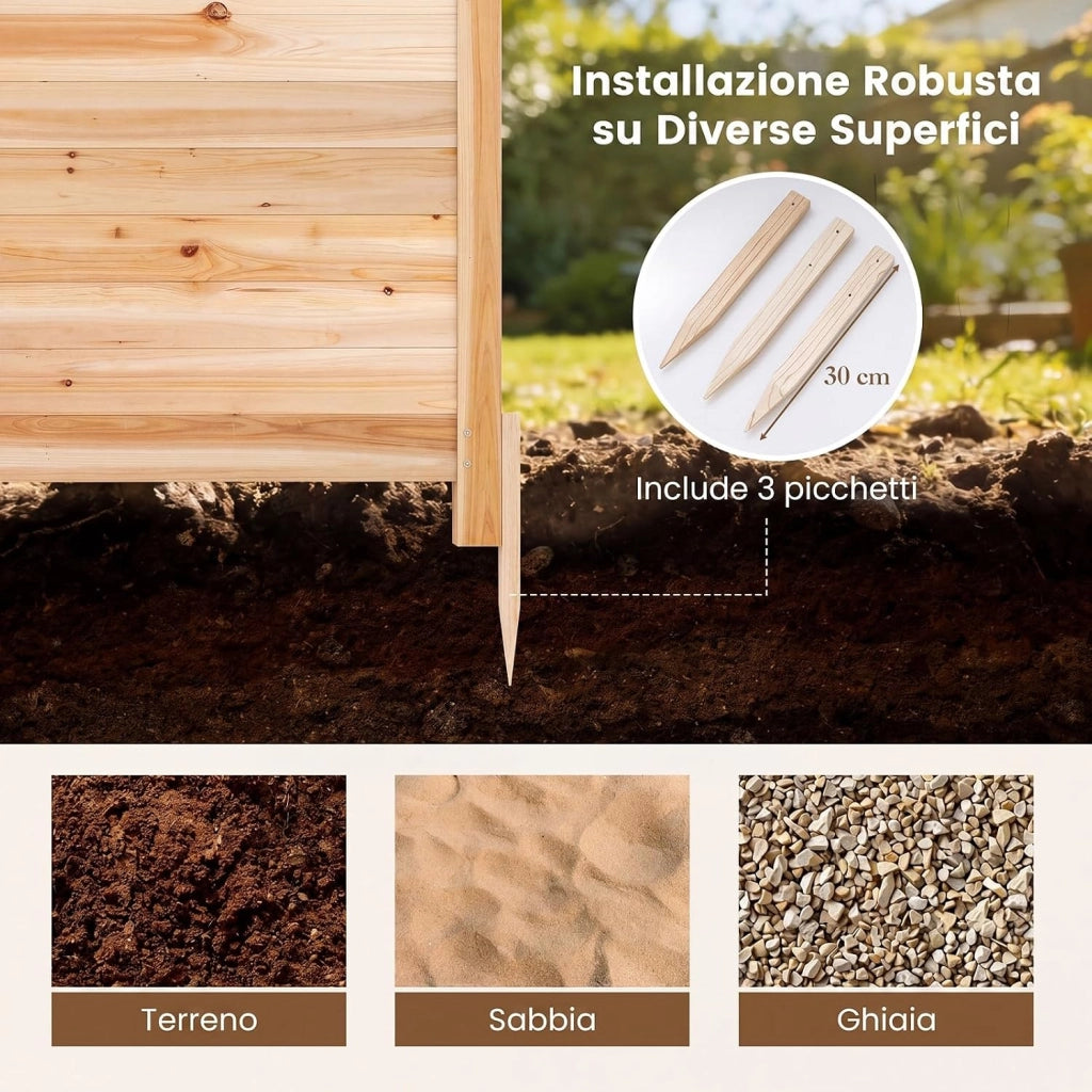 Recinzione Giardino, Recinto da Esterno a 3 Pannelli in Legno Massello, Schermo Ventilato Copri Bidoni, Condizionatore e Attrezzature, per Terrzza e Cortile, Naturale