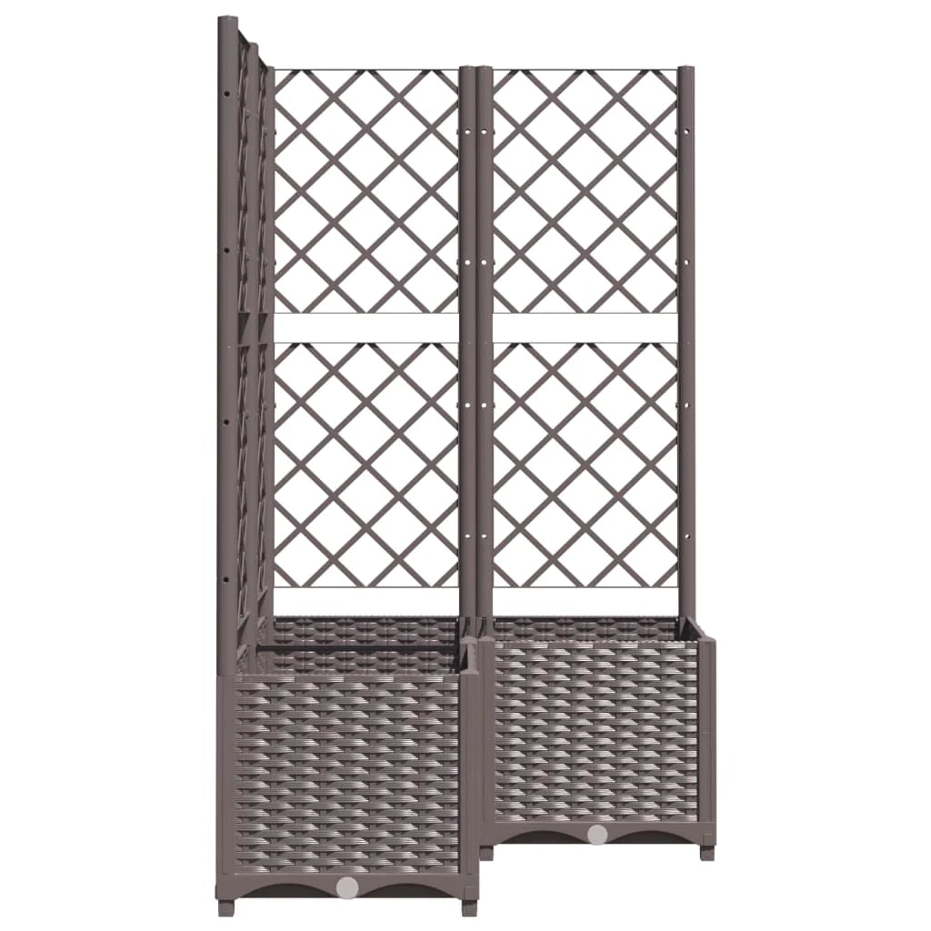 Fioriera rialzata per piante fiori terrazza giardino con traliccio 80 x 80 x 136 cm PP marrone 02_0038319