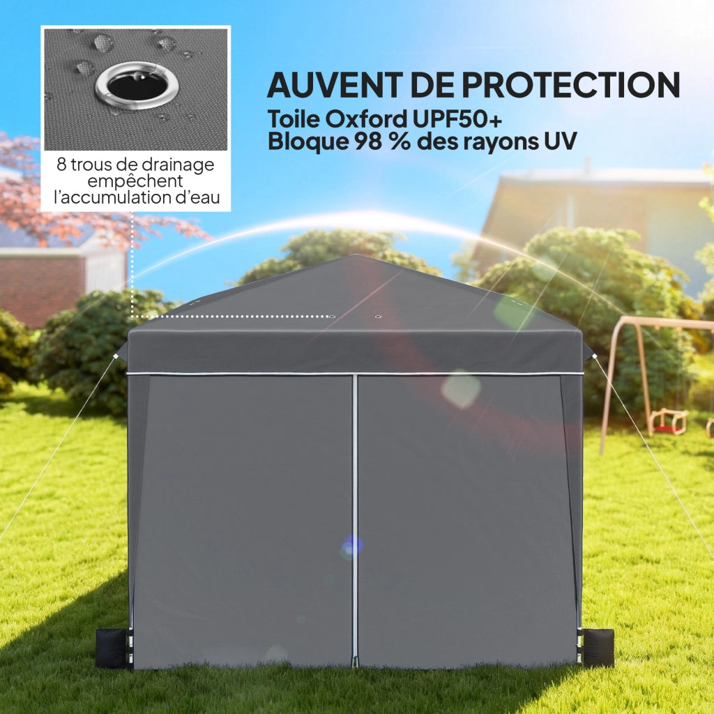 Tendone da giardino 3x3m ¨C zephmum ¨C pieghevole con pareti, grigio