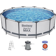Trade Shop - Piscina Fuori Terra Rotonda Steel Pro Max 366x100 Cm 9150lt Pompa Scaletta 56418 -
