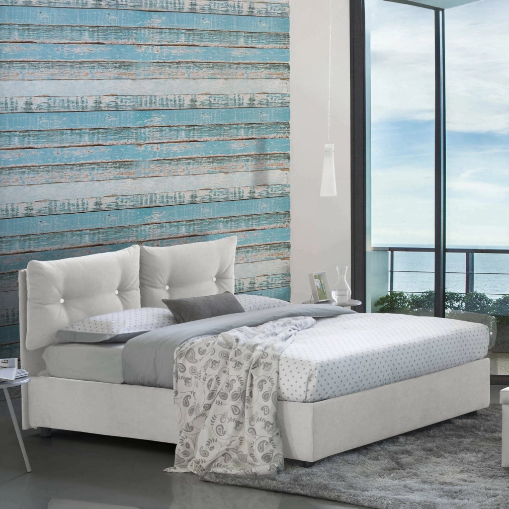 Letto Matrimoniale Andrealo, Letto Matrimoniale Materasso Incluso Made in Italy, Bianco