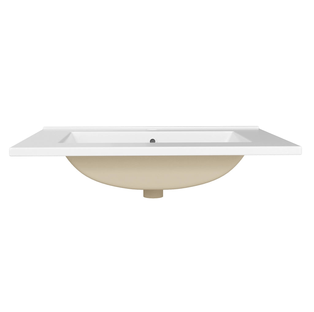 Mobile sottolavabo 61 cm con lavabo in ceramica, MDF nero lucido e 3 cassetti