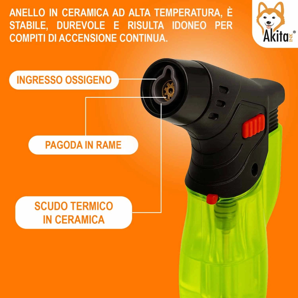 Akitaink Set 5 Accendigas Antivento Accendini Fiamma ossidrica