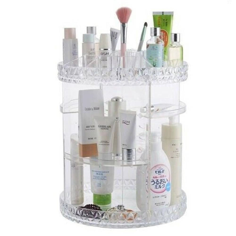 Trade Shop - Organizer Trasparente Rotondo Crilex Per Gioielli Trucchi Cosmetici Makeup 59069 -