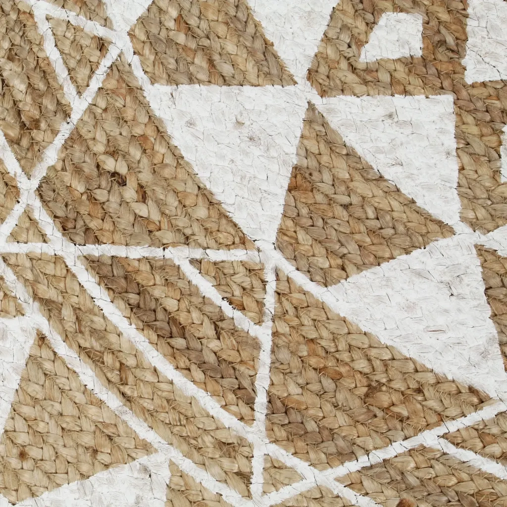 Tappeto Lavorato a Mano in Juta con Stampa Bianca 120 cm cod mxl 74537