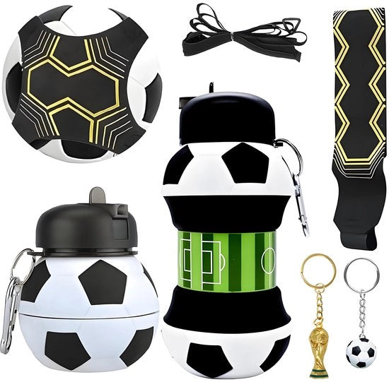 Sport Drink Fles 550 ml - Biberon Opvougbile in Silicone - Fles per Calcio - Set di Allenamento per Calcio - Cintura Adattabile - Sostenibile - Fles per Calcio
