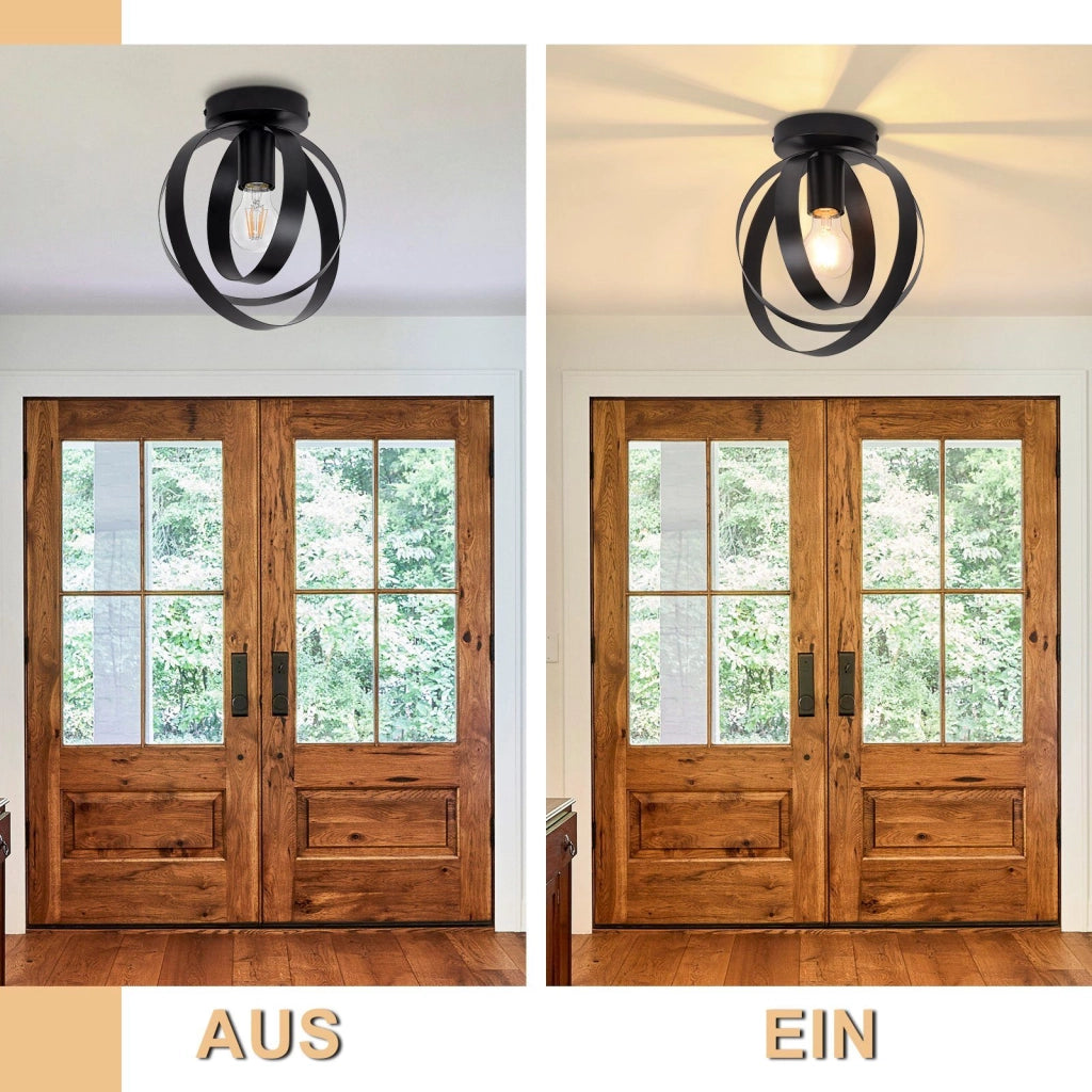 ZMH Lampada da soffitto metallo nero industriale ferro E27 paralume retrò per corridoio cucina ristorante