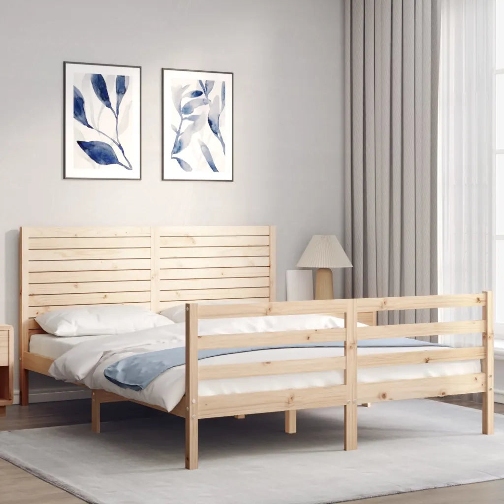 Giroletto con Testiera-Struttura Letto con testiera 160x200 cm in Legno Massello 262220