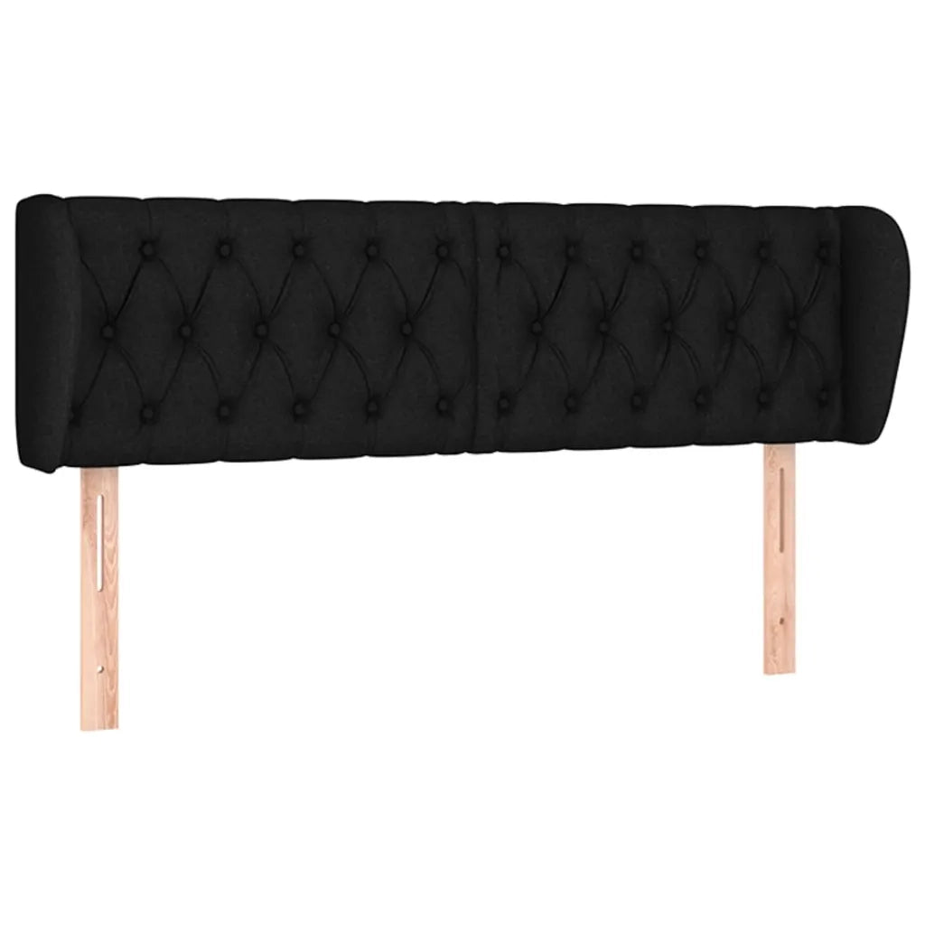 Testiera | Testata ad Orecchio Nera 163x23x78/88 cm in Tessuto