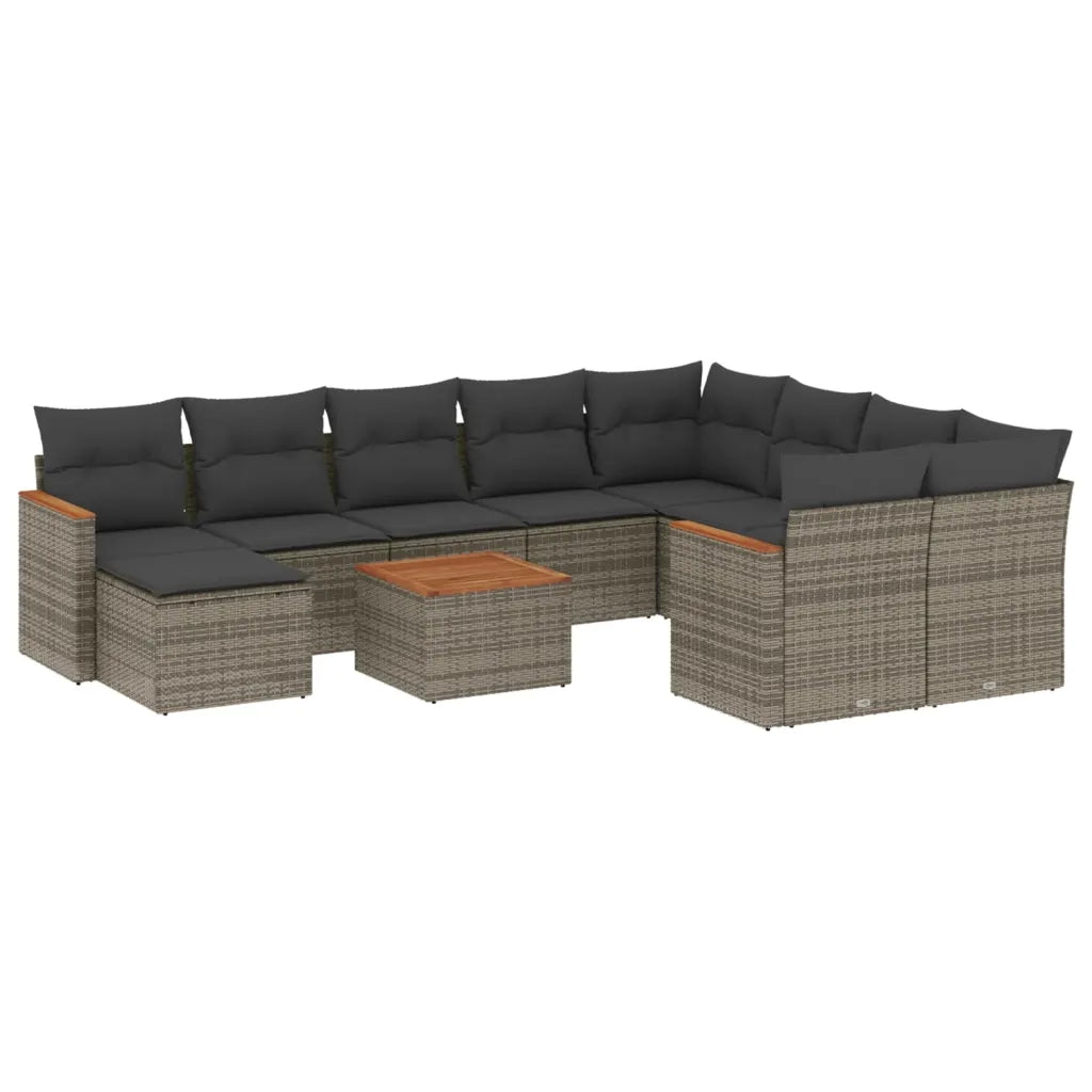 Set Divani da Giardino 11 pz con Cuscini in Polyrattan Grigio 3226564