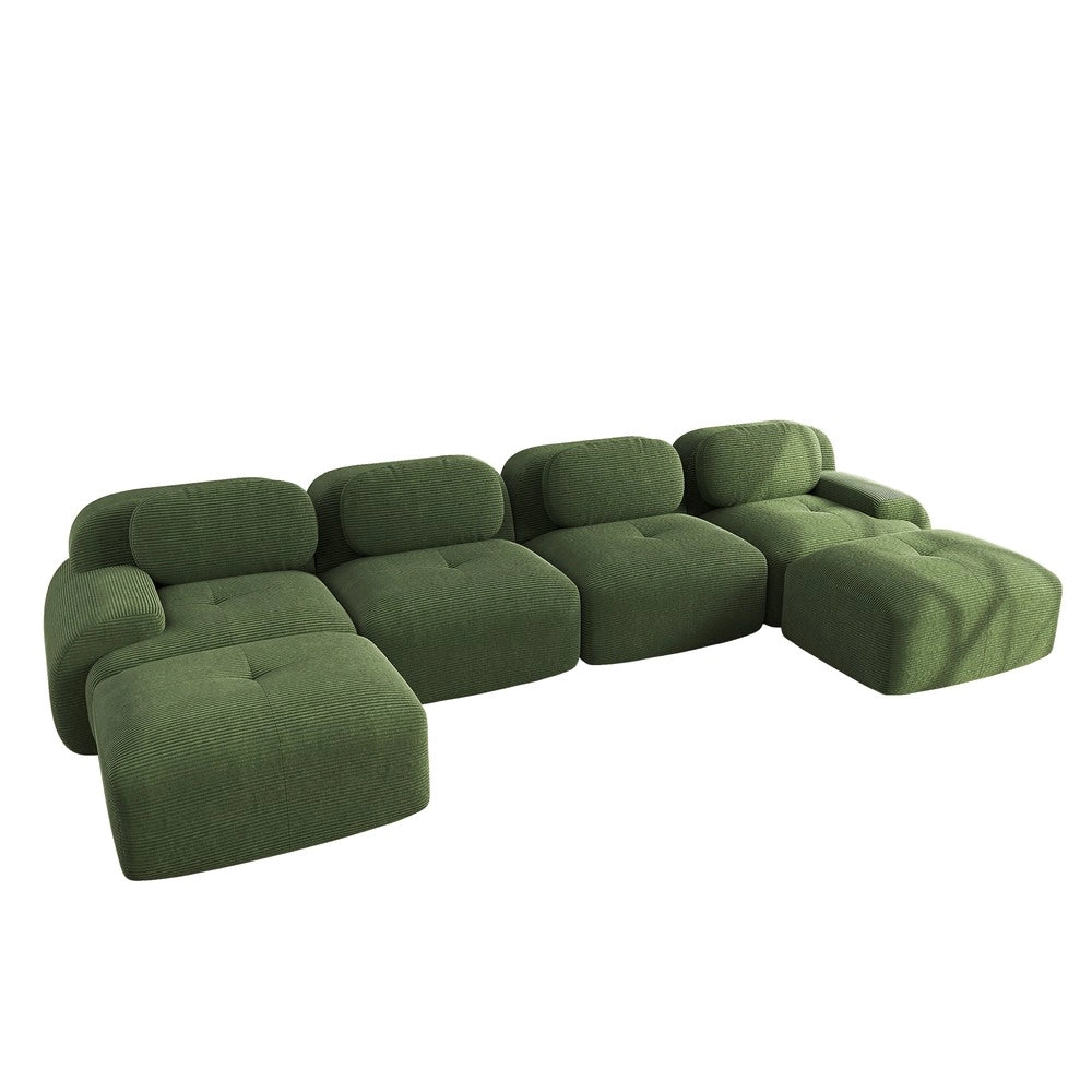 Divano 3 posti ¨C Minimal ¨C verde, con braccioli, tessuto morbido