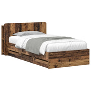 Letto singolo | Letto per adulti | Telaio del letto con storage Legno antico 80 x 200 cm