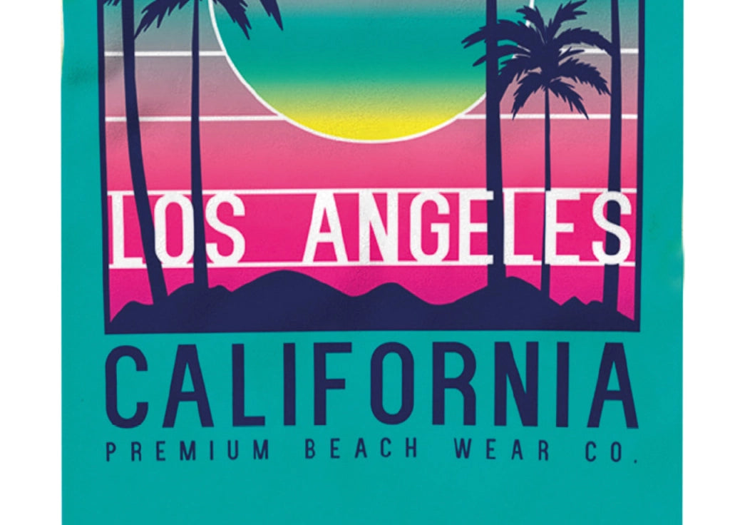 Telo Mare Stampato In Spugna Disegno California Los Angeles