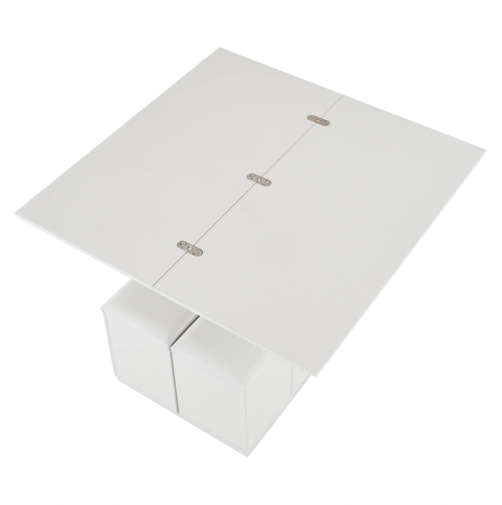 Tavolino da salotto sollevabile multifunzione 100 x 100 x 63;5 cm; bianco; in truciolare