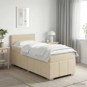 Letto box spring con materasso Crema 100 x 200 cm Tessuto 3451141