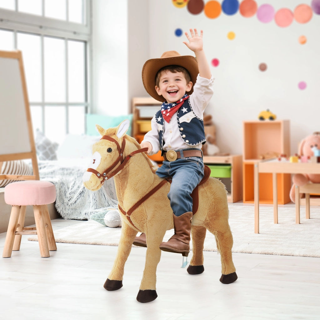 Casetta Bambini Cavallo Giocattolo con Suoni ¨C Zephmum ¨C Beige 85 cm