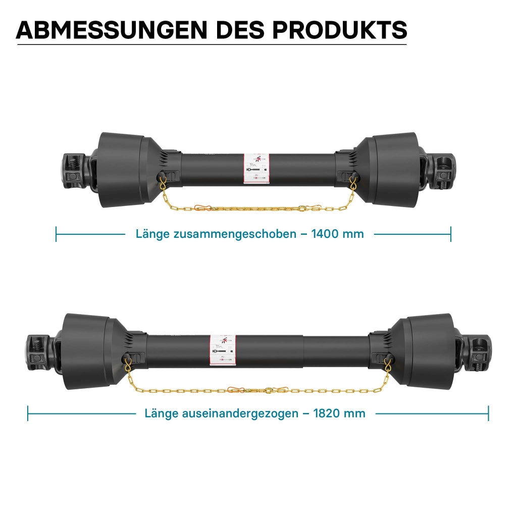 Albero cardanico T1 Giunto cardanico 1400-1540mm 210Nm 540rpm Cardano 18kW (25CV) 2x 1 3/8" 6 denti