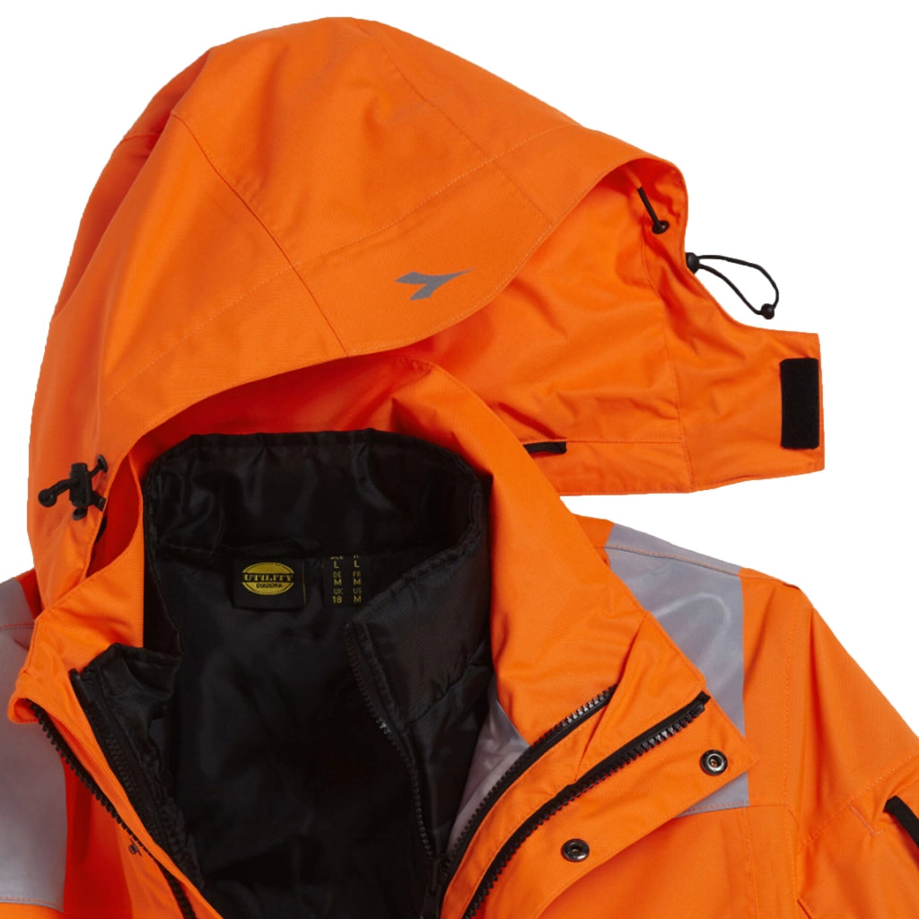 Giacca Alta Visibilità Impermeabile 2 In 1 - Giubbetto Interno Staccabile In Oxford 140 g, Cappuccio Removibile Giacca Da Lavoro HV - ORANGE TG. M