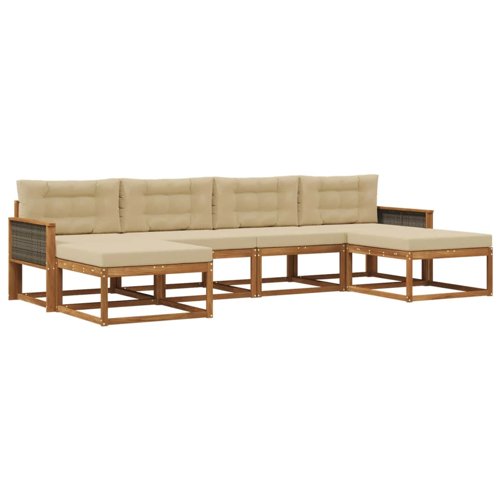 Set di divani da esterno 6 pz Naturale e Beige 3382781