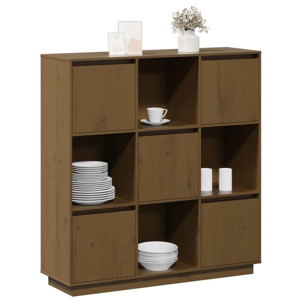 Credenza Marrone Ambrato 110,5x35x117 cm Legno Massello di Pino 814372