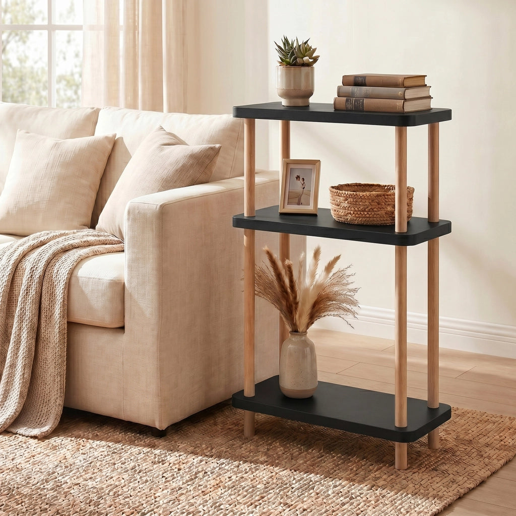 Scaffale da Terra Multiuso Nampernu a 3 Piani 62 x 40 x 18 cm - Nero [en.casa]